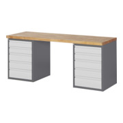 STIER Banco da lavoro Premium con 10 cassetti largh.xprof.xalt. 2000x700x890 mm