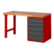 STIER Banco da lavoro Premium con 5 cassetti largh.xprof.xalt. 1500x700x840 mm RAL 3000 / antracite metallizzato