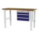 STIER Banco da lavoro regolabile in altezza con 1 cassetto da 100 mm, 2 cassetti da 150 mm largh.xprof.xalt. 1500x600x760-1060 mm RAL 7035 / RAL 5010-1