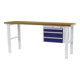 STIER Banco da lavoro regolabile in altezza con 1 cassetto da 100 mm, 2 cassetti da 150 mm largh.xprof.xalt. 1500x600x760-1060 mm RAL 7035 / RAL 5010-1