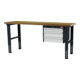 STIER Banco da lavoro regolabile in altezza con 1 cassetto da 100 mm, 2 cassetti da 150 mm largh.xprof.xalt. 2000x600x760-1060 mm RAL 7016 / RAL 7035-1