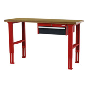 STIER Banco da lavoro regolabile in altezza con 1 cassetto da 150 mm largh.xprof.xalt. 1500x600x760-1060 mm RAL 3020 / RAL 7016
