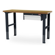 STIER Banco da lavoro regolabile in altezza con 1 cassetto da 150 mm largh.xprof.xalt. 1500x600x760-1060 mm RAL 7016 / RAL 7035