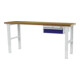 STIER Banco da lavoro regolabile in altezza con 1 cassetto da 150 mm largh.xprof.xalt. 2000x600x760-1060 mm RAL 7035 / RAL 5010-1