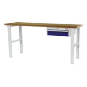 STIER Banco da lavoro regolabile in altezza con 1 cassetto da 150 mm largh.xprof.xalt. 2000x600x760-1060 mm RAL 7035 / RAL 5010