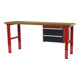 STIER Banco da lavoro regolabile in altezza con 2 cassetti da 200 mm largh.xprof.xalt. 1500x600x760-1060 mm RAL 3020 / RAL 7016-1