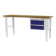 STIER Banco da lavoro regolabile in altezza con 2 cassetti da 200 mm largh.xprof.xalt. 1500x600x760-1060 mm RAL 7035 / RAL 5010-1