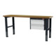 STIER Banco da lavoro regolabile in altezza con 2 cassetti da 200 mm largh.xprof.xalt. 2000x600x760-1060 mm RAL 7016 / RAL 7035-1