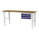 STIER Banco da lavoro regolabile in altezza con 3 cassetti da 100 mm largh.xprof.xalt. 1500x600x760-1060 mm RAL 7035 / RAL 5010-1