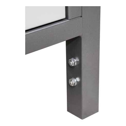 STIER Banco da lavoro regolabile in altezza Premium con 3 cassetti e 2 ante battenti largh.xprof.xalt. 2000x700x840-1040 mm