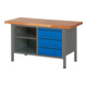 STIER Banco da lavoro regolabile in altezza Premium con 3 cassetti e uno scomparto aperto largh.xprof.xalt. 1500x700x840-1040 mm antracite metallizzato / RAL 5010-1