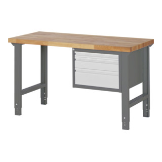 STIER Banco da lavoro regolabile in altezza Premium con 3 cassetti largh.xprof.xalt. 1500x700x790-1140 mm