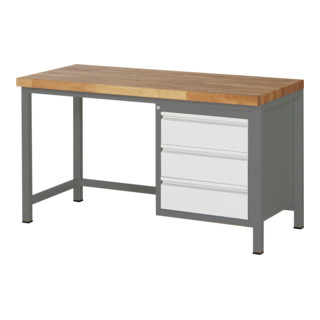 STIER Banco da lavoro regolabile in altezza Premium con 3 cassetti largh.xprof.xalt. 1500x700x840-1040 mm