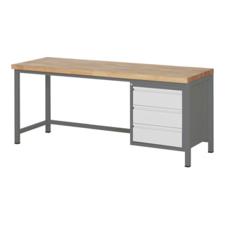 STIER Banco da lavoro regolabile in altezza Premium con 3 cassetti largh.xprof.xalt. 2000x700x840-1040 mm