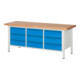 STIER Banco da lavoro regolabile in altezza Premium con 9 cassetti largh.xprof.xalt. 2000x700x840-1040 mm RAL 7035 / RAL 5012-1