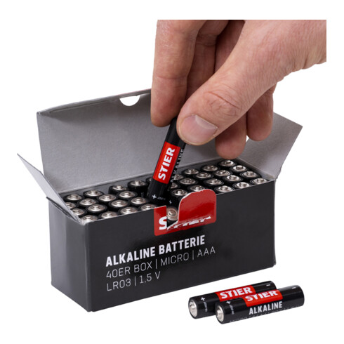 STIER Boîte de 40 piles alcalines Micro AAA LR03 1,5V