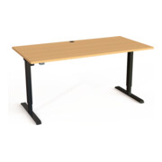 STIER Bureau 501-20 électrique réglable en hauteur 160 x 80 cm Hêtre Noir-2