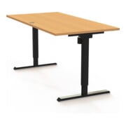 STIER Bureau 501-20 électrique réglable en hauteur 160 x 80 cm Hêtre Noir-5