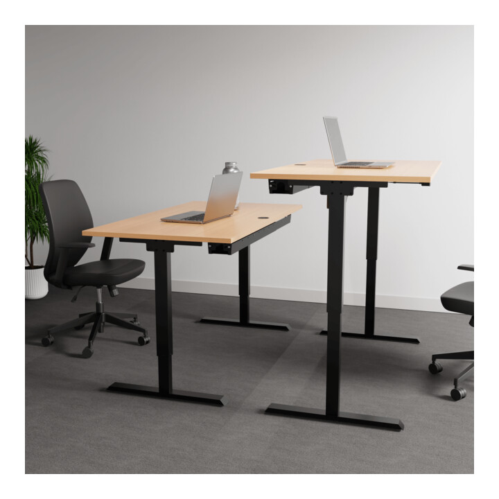 STIER Bureau 501-20 électrique réglable en hauteur 160 x 80 cm Hêtre Noir