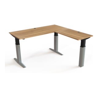 STIER Bureau d'angle 501-23 réglable en hauteur électrique 180 x 180 cm noyer mélaminé 68-120 cm