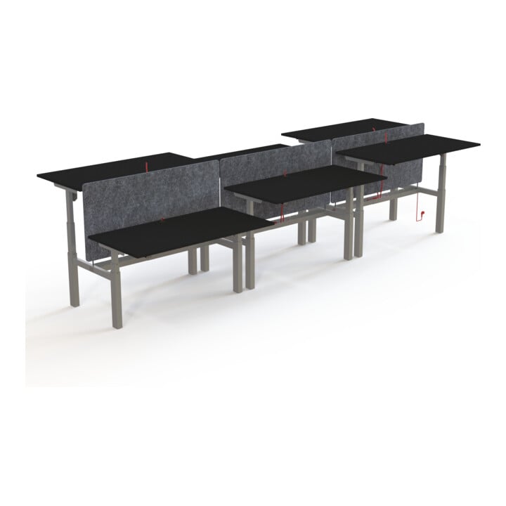 STIER Bureau d'équipe 501-88 électrique hauteur réglable 65-125 cm 160 × 80 cm surface mélaminée noire