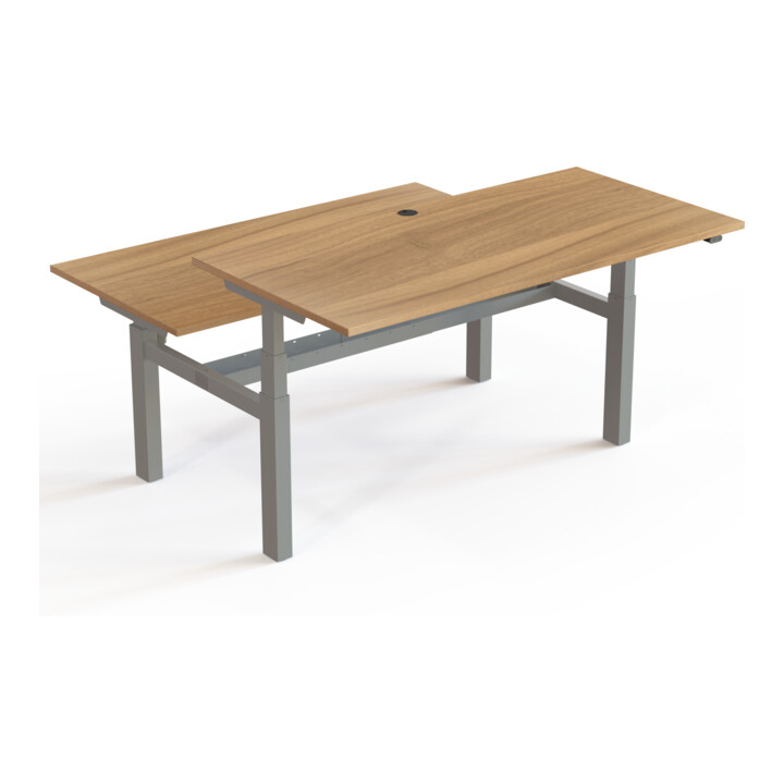 STIER Bureau d'équipe 501-88 réglable en hauteur électrique 160 x 80 cm noyer mélaminé 65-125 cm