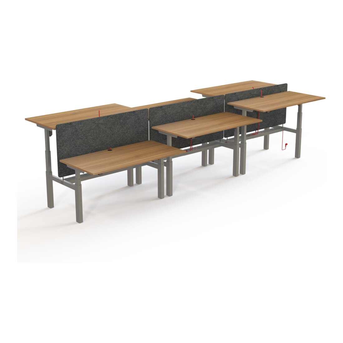 STIER Bureau d’équipe 501-88 réglable en hauteur électrique noyer mélangé
