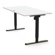 STIER Bureau électrique réglable en hauteur 501-20 160 x 180 cm Blanc Noir-4