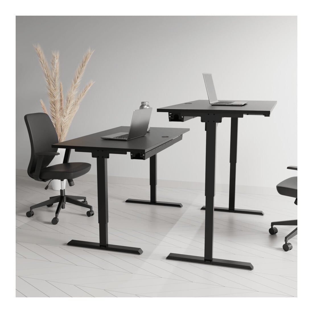 STIER Bureau électrique réglable en hauteur 501-20 160 x 180 cm Noir Noir