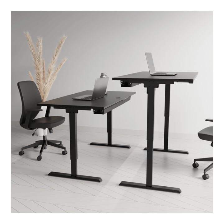 STIER Bureau électrique réglable en hauteur 501-20 160 x 180 cm Noir Noir