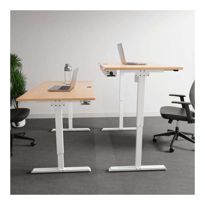 STIER Bureau électrique réglable en hauteur 501-20 160 × 80 cm Hêtre blanc