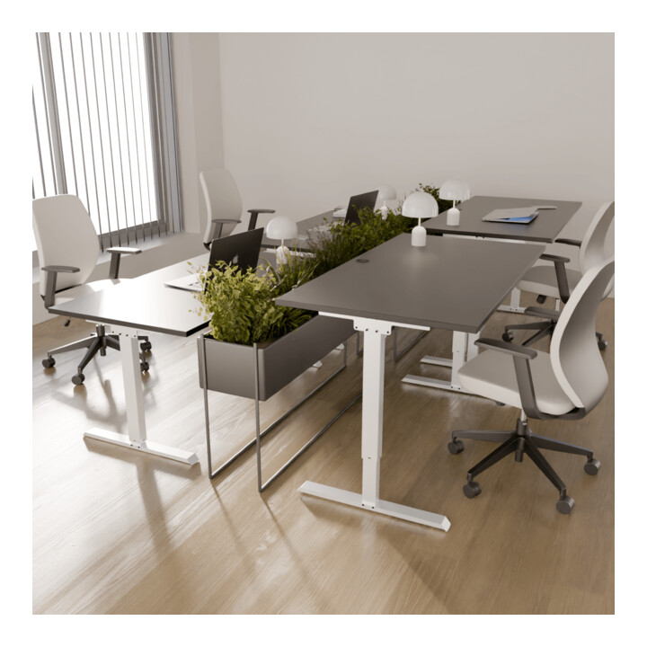 STIER Bureau électrique réglable en hauteur 501-20 160 x 80 cm Noir/Blanc