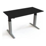 STIER Bureau électrique réglable en hauteur 501-23 160 x 80 cm Noir/Argent plateau mélaminé 68-120 cm-1