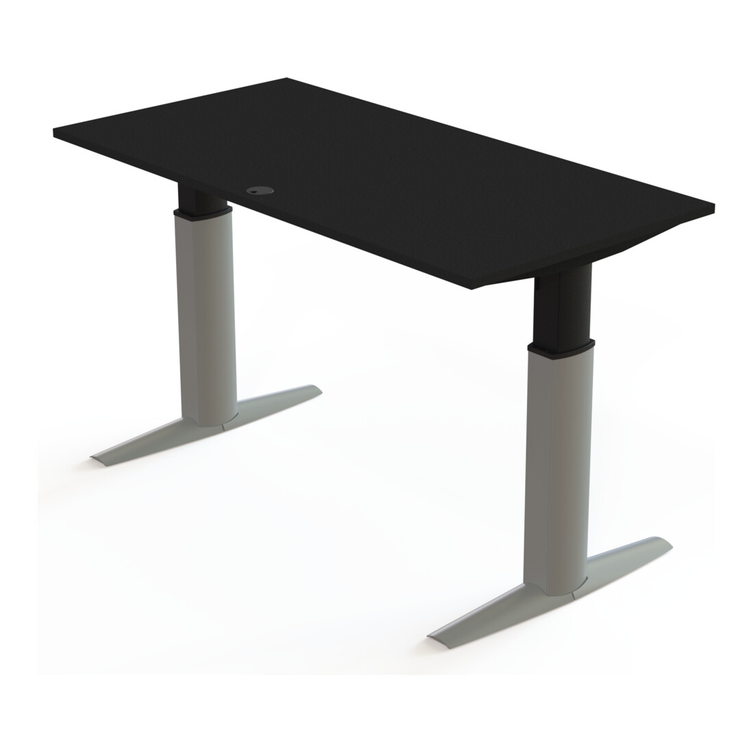 STIER Bureau électrique réglable en hauteur 501-23 160 x 80 cm Noir/Argent plateau mélaminé 68-120 cm