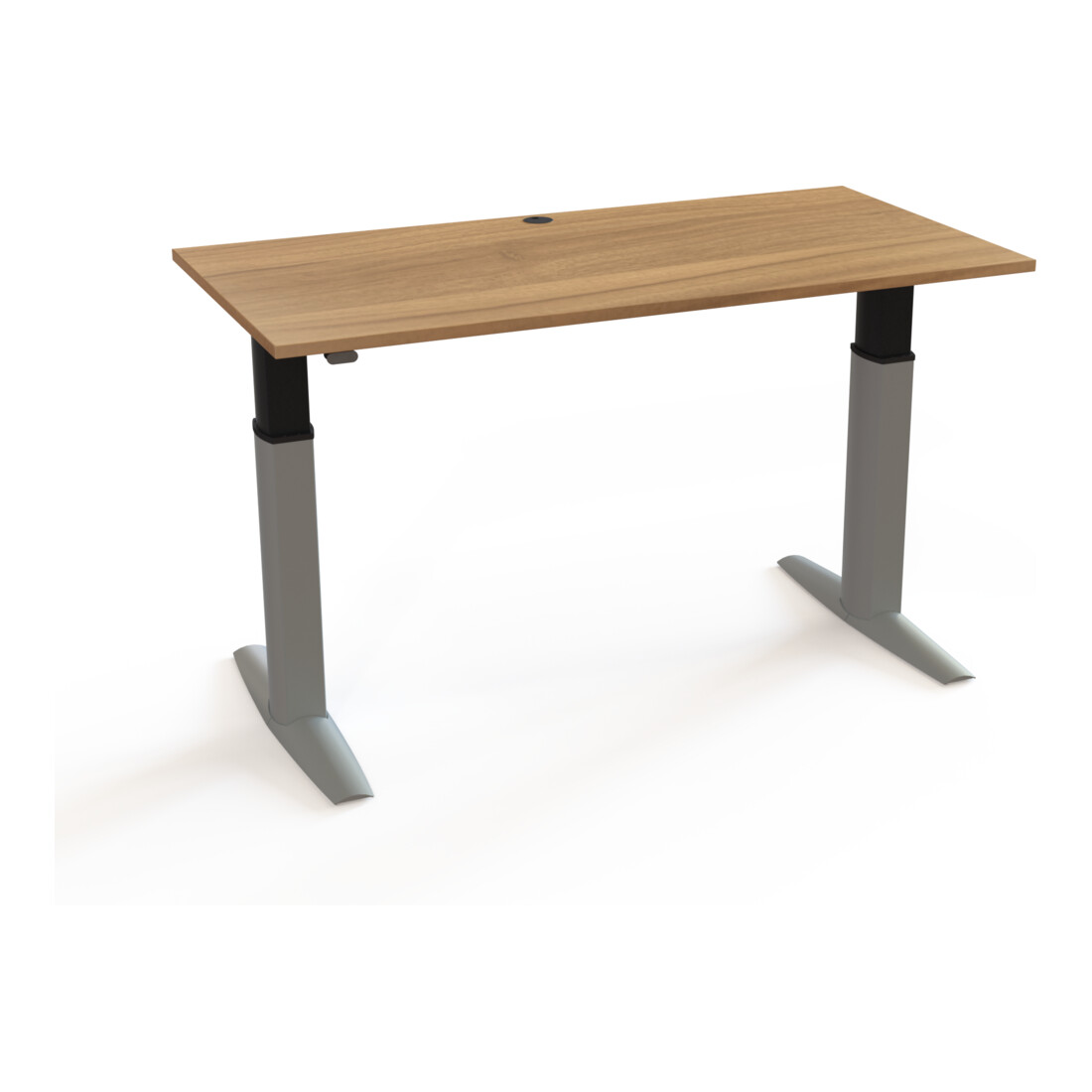 STIER Bureau électrique réglable en hauteur 501-23 160 × 80 cm noyer/argent mélaminé 68-120 cm