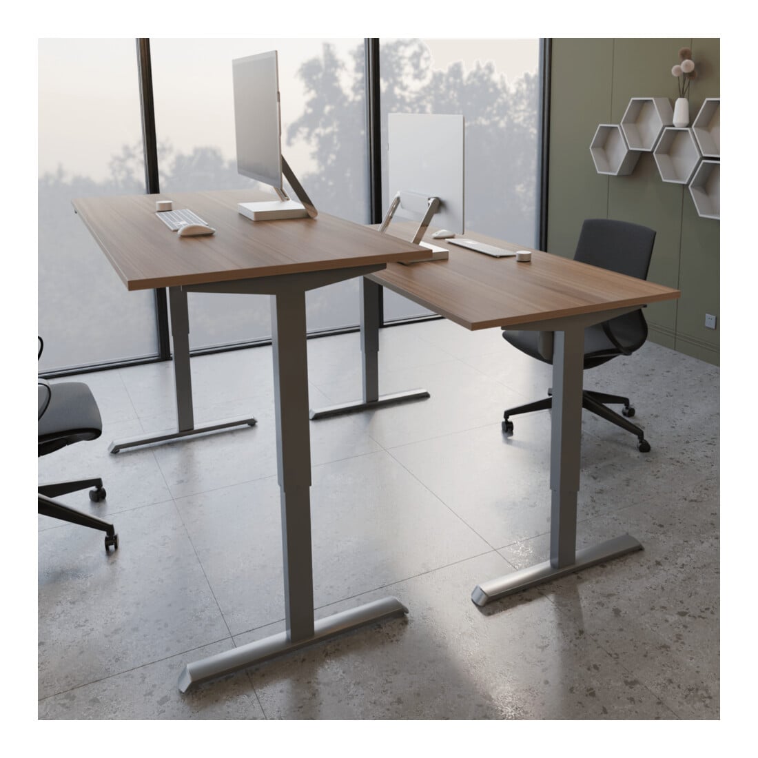 STIER Bureau électrique réglable en hauteur 501-33 160 x 80 cm noyer mélaminé 68-118 cm