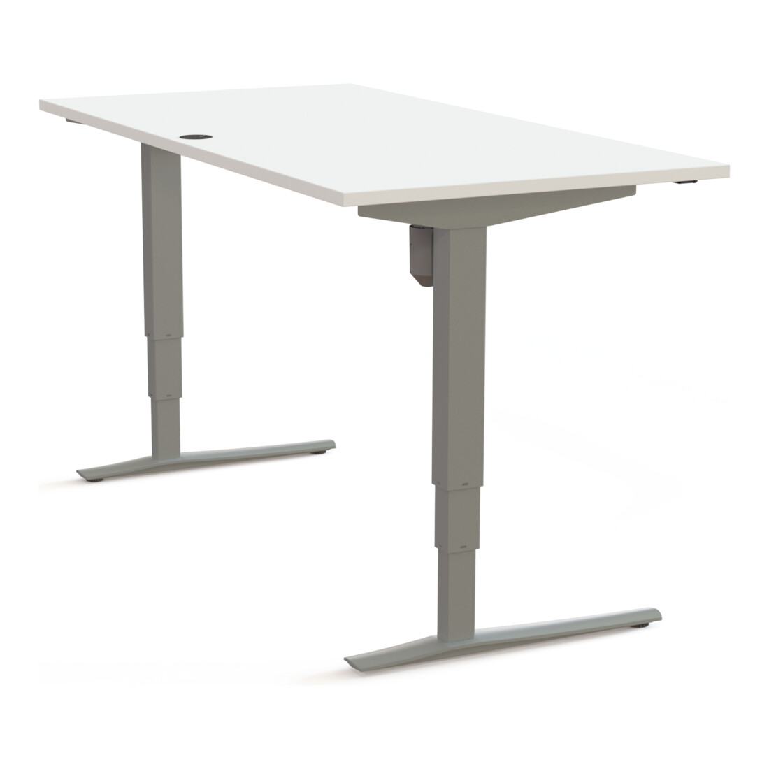 STIER Bureau électrique réglable en hauteur 501-43 160 x 80 cm Blanc/Argent 65-125 cm