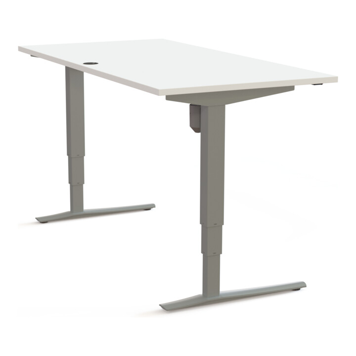 STIER Bureau électrique réglable en hauteur 501-43 160 x 80 cm Blanc/Argent 65-125 cm