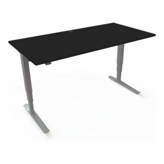 STIER Bureau électrique réglable en hauteur 501-43 160 x 80 cm Noir/Argent 65-125 cm