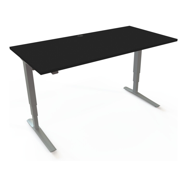 STIER Bureau électrique réglable en hauteur 501-43 160 x 80 cm Noir/Argent 65-125 cm
