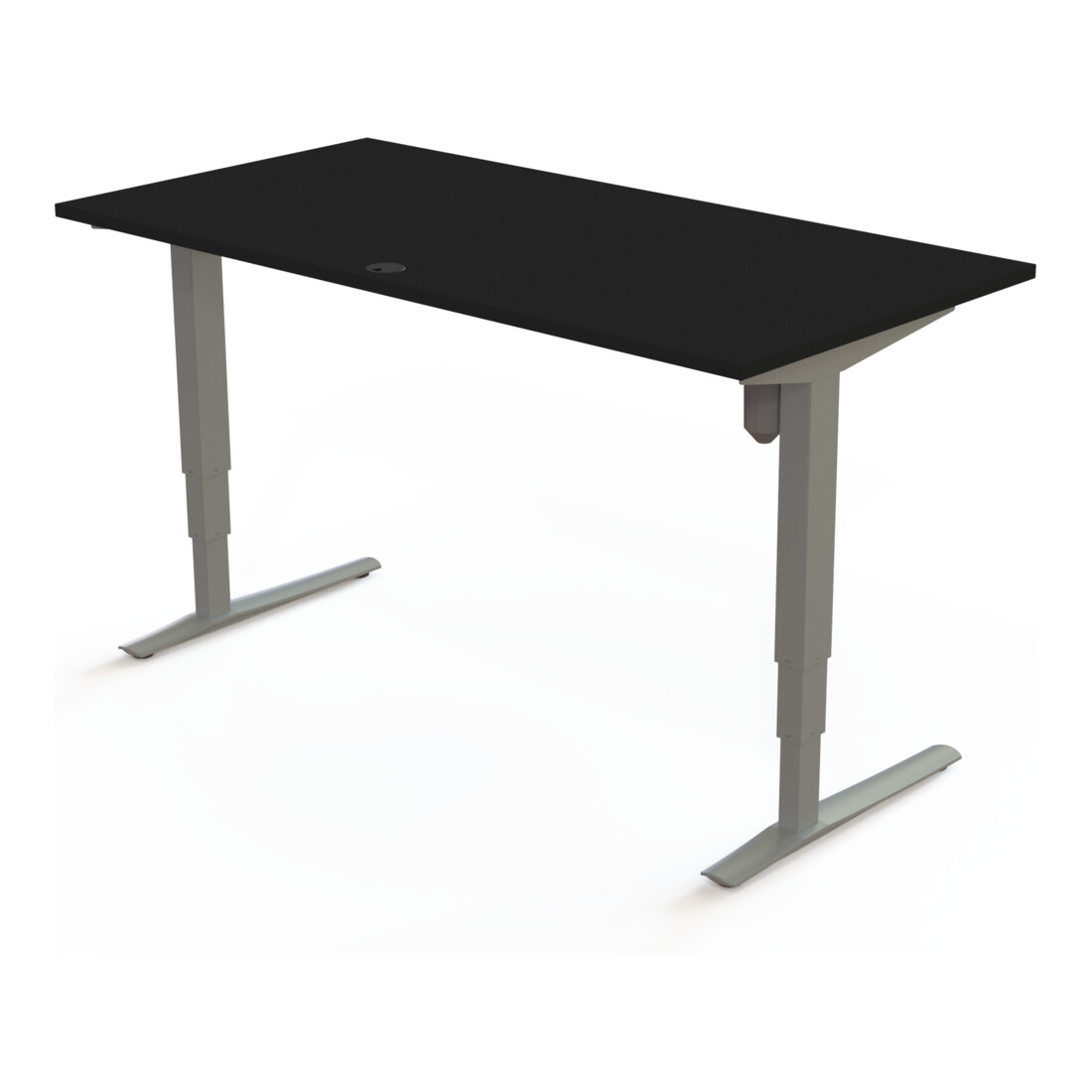 STIER Bureau électrique réglable en hauteur 501-43 160 x 80 cm Noir/Argent 65-125 cm