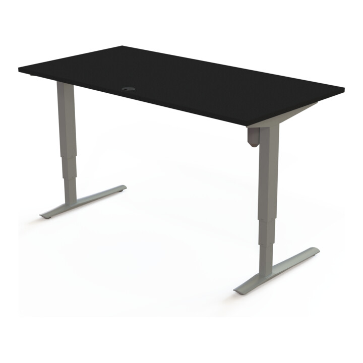 STIER Bureau électrique réglable en hauteur 501-43 160 x 80 cm Noir/Argent 65-125 cm