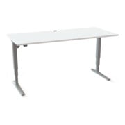 STIER Bureau électrique réglable en hauteur 501-43 180 x 80 cm Blanc/Argent 65-125 cm-1