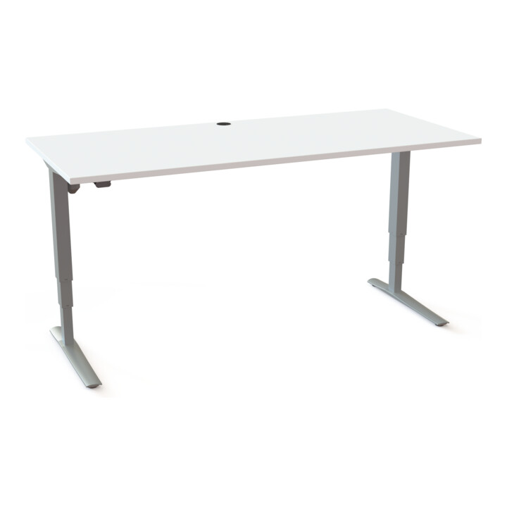 STIER Bureau électrique réglable en hauteur 501-43 180 x 80 cm Blanc/Argent 65-125 cm