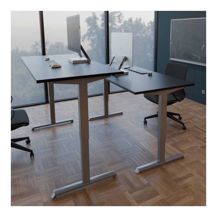 STIER Bureau réglable en hauteur 501-33 160 x 80 cm mélaminé noir 68-118 cm