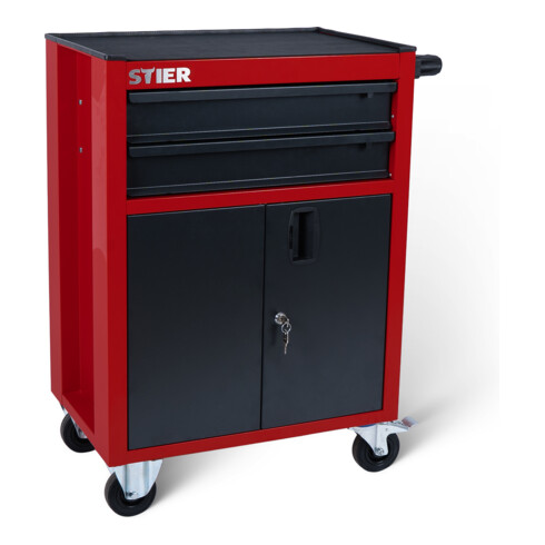 STIER Carrello da officina Basic Compact, vuoto, con piano in plastica