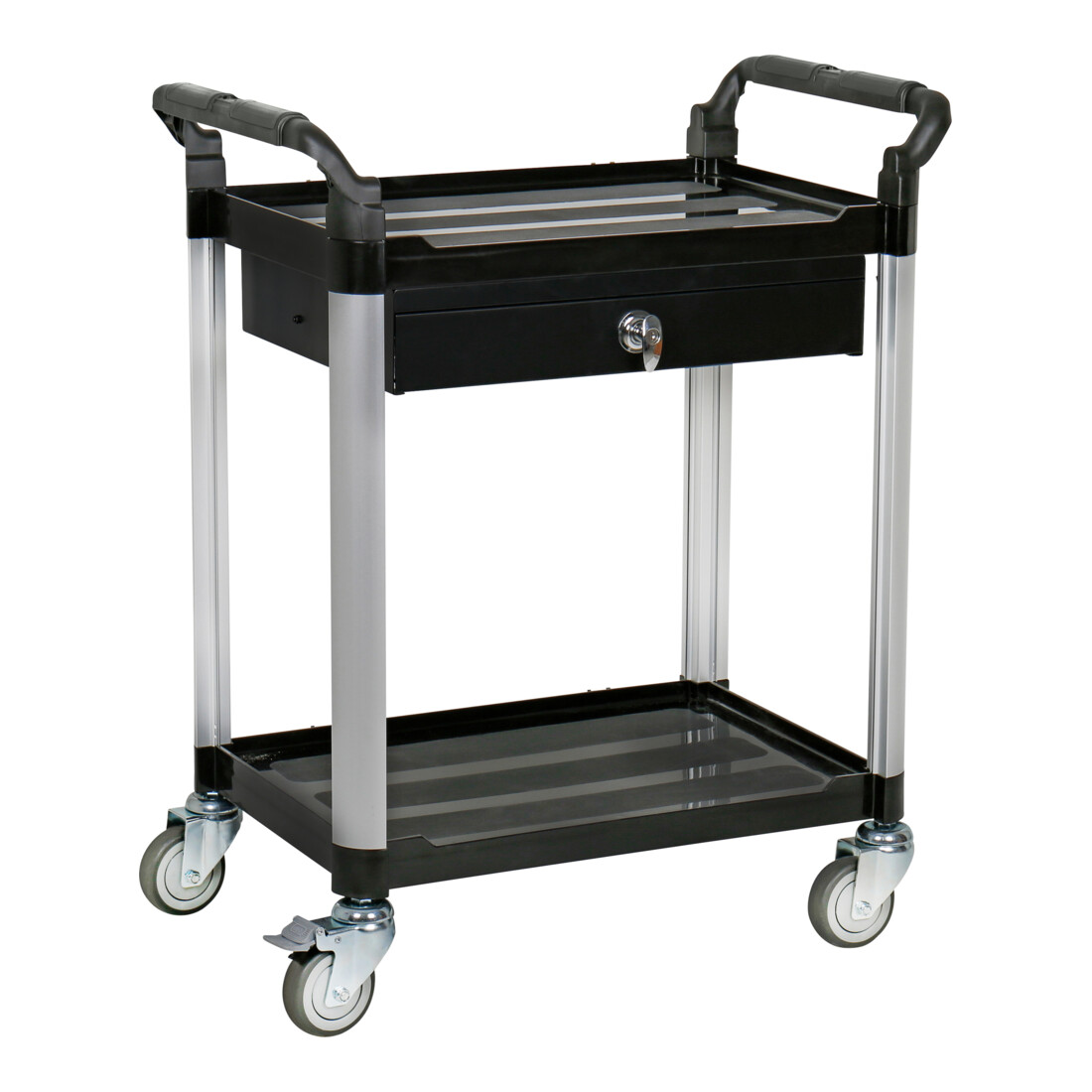 STIER Carrello di servizio con 2 ripiani e cassetto lungh.xlargh.xalt. 860x480x930 mm