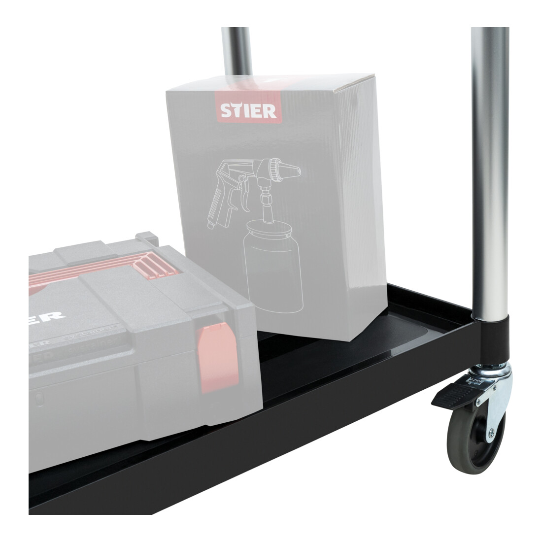 STIER Carrello di servizio con 2 ripiani, lungh.x largh.x alt. 860x480x930 mm