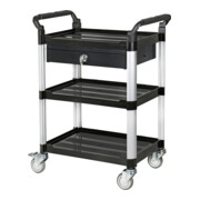 STIER Carrello di servizio con 3 ripiani e cassetto lungh.xlargh.xalt. 860x480x980 mm-1