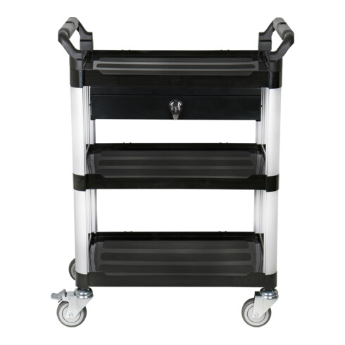 STIER Carrello di servizio con 3 ripiani e cassetto lungh.xlargh.xalt. 860x480x980 mm
